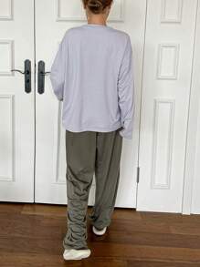 DAZY Bộ đồ ngủ rộng rãi in họa tiết dễ thương - Xám - Xem 2