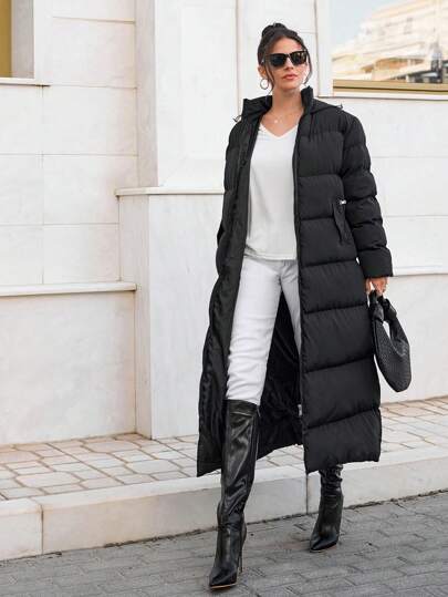 EURMUSE Women's Utility Hooded Front Zipper  Quilted Warm Puffer Down Coat