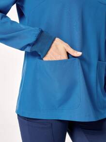 TaskEZ Plain Long Sleeve Scrub Uniform Top - Blue - View 5