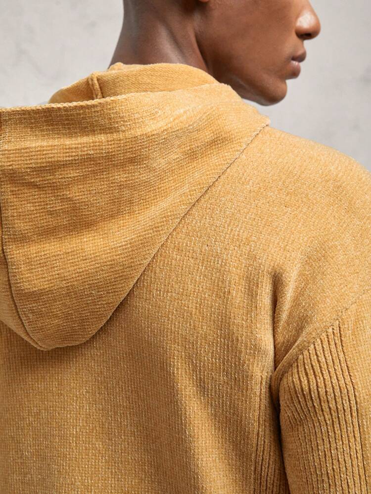 Men Knitted Slim Fit Casual Hoodie, For Fall Winter