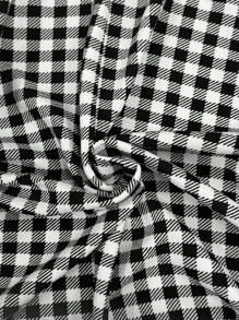 SHEIN LUNE Women's Autumn/Winter Plaid Print Ruched Sleeve Casual Blazer