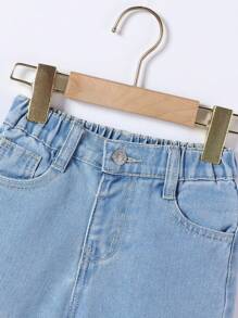 男童休闲连帽牛仔夹克和裤子 2 件套服装套装，秋季