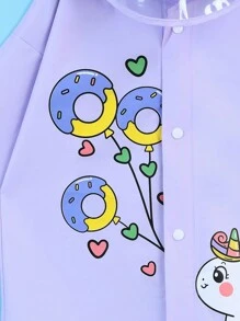 SHEIN Children Girls Cute Unicorn Print Outdoor Hiking Waterproof Rain Jacket