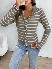 Chiquease Women's Casual Color Block Striped Cardigan, Autumn Fall Cloth For Women - Multicolor - View 4