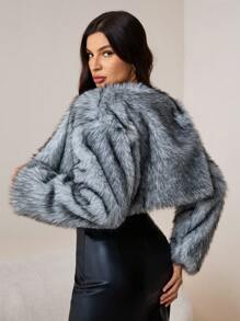 SHEIN Tall Women's Fake Fur Coat Suitable For Autumn And Winter - Grey - View 2