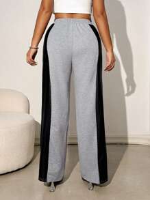 VaVaBold Women's Casual Patchwork Wide Leg Sweatpants Halloween Women Fall Clothes  Pants Halloween Pants