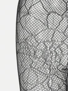 SHEIN BAE 1 Cặp tất ren gợi cảm, dễ thương, màu đen có họa tiết dành cho nữ, thích hợp mặc thường ngày, dự tiệc - màu đen - Xem 7