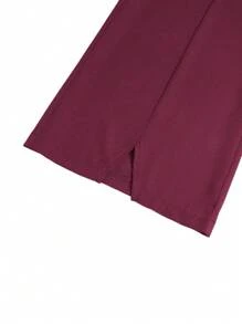 TaskEZ Set de uniforme de bata: Uniforme de salud para mujeres - Top con escote en V liso y pantalones casuales con abertura, uniforme casual simple para limpieza