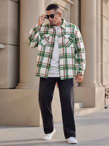 Manfinity Homme Camisa a cuadros informal para hombre de talla grande, primavera y otoño - Multicolor - Ver 3