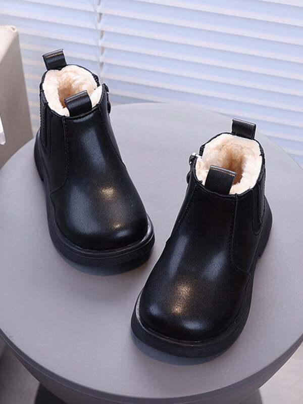 Kinder Winter Knöchelstiefel Neue Ankunft mit seitlichem Reißverschluss und wärmender Fütterung, Mädchen Kleinkind Baby Winter Schuhe, Jungen Lederstiefel warme kurze Schaftstiefel