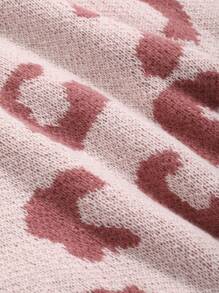 DAZY Suéter de punto con cuello redondo y estampado de leopardo, de corte holgado para mujer, ropa de mujer para otoño