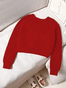 Cardigan solto com estampa de laço casual para meninas pré-adolescentes, outono/inverno