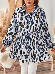 SHEIN LUNE Camicia a motivo a griglia con maniche a lanterna, modello oversize, casual e carina, da donna per primavera/autunno, con paillettes, ideale per abbigliamento da festa e uso quotidiano, essenziale per vacanze