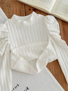 SHEIN LMoss Kids LMoss 3pcs Baby Girls Cute Simple Solid Color Knit Long Sleeve Tops, Autumn/Winter