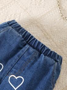 2 pièces Ensemble chemisier à manches longues avec col volant et pantalon de couleur unie pour filles