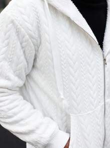Manfinity Homme Veste décontractée avec capuche et doublure thermique ample pour hommes, automne/hiver - Blanc - Voir 5