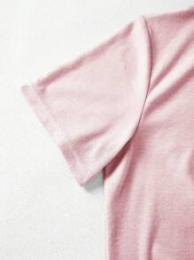 INAWLY 女式卡通人物字母印花休闲 T 恤，夏季图案 T 恤女式上衣 - 粉色 - 查看 5