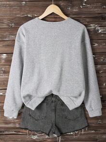 INAWLY 宽松休闲圆领运动衫，春秋 - 灰色 - 查看 2