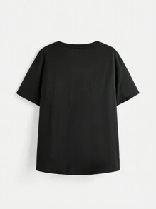 FRIENDS X SHEIN Casual Loose Round Neck Short Sleeve Women's T-Shirt, Suitable For Summer,Graphic Tee