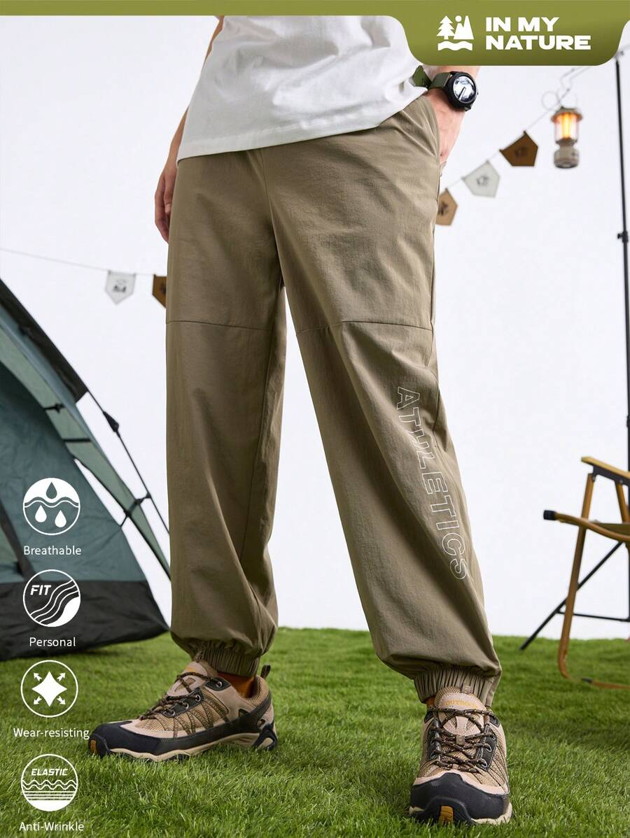 In My Nature Pantalon de survêtement casual pour homme avec imprimé lettrage, pour l'extérieur