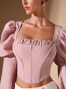 Glamine 女士优雅喇叭袖修身衬衫