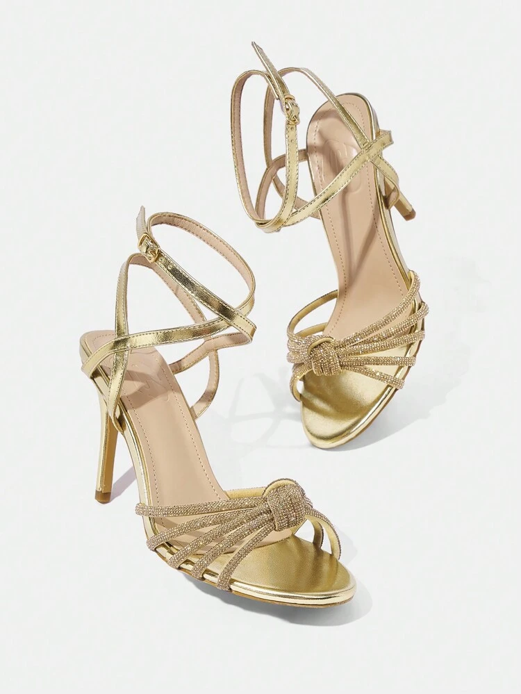 CUCCOO SZL Fashion Rhinestone Embellished Summer High Heel Women's Sandals, Graduation Heel, Prom Heels For Summer Party Baddie Chic Gorgeous Style Disco Party Sexy Night Out Spring Shoes Spring Break Easter