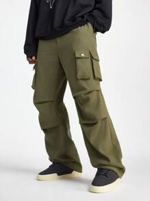 Manfinity VCAY Pantalón cargo de unicolor casual para hombres