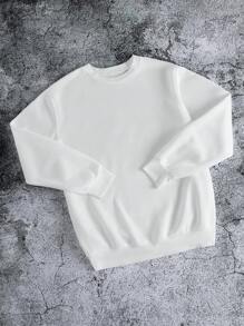 Men's Cartoon Print Crew Neck Long Sleeve Sweatshirt - White - View 2