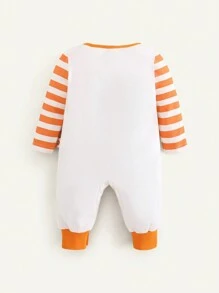 Cozy Pixies Enterizo de fantasma de color block con mangas raglán para bebé recién nacido niño en Halloween - Naranja - Ver 2