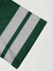 Áo thun nam cổ tròn tay ngắn in số tối giản màu trơn họa tiết chắp vá thường ngày - Màu xanh lá cây đậm - Xem 4