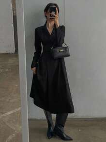 DAZY Women Long Blazer Style Dress, For Fall And Winter Long Sleeve Dress