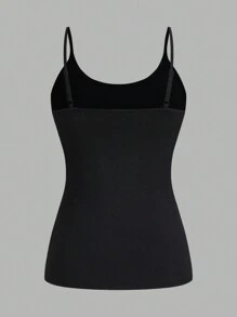 SHEIN EZwear Áo ba lỗ dệt kim nhiều màu cho nữ - Đen và trắng - Xem 9