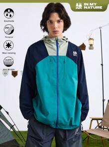 In My Nature 男士休闲字母印花撞色连帽户外夹克，春秋