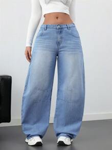 SHEIN Tall Pantalones vaqueros de pierna ancha sueltos tipo zanahoria para mujer, pantalones anchos de mujer para otoño, pantalones holgados de mujer para fiesta de graduación