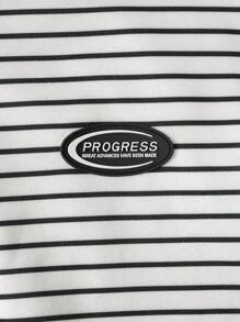 SHEIN Leap Crew 青少年女孩秋冬季休闲条纹保暖内衬超大码运动衫