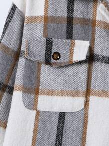 青少年女孩秋冬季长款格子外套 - 杏色 - 查看 8