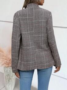 EMERY ROSE Women's Elegant Commuter Wool Blend Plaid Blazer, Autumn - Grey - View 2