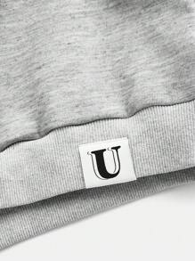 2pcs Tween Boys Basic Casual Loose Sweatshirt And Sweatpants Set - Grey - View 5