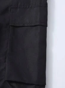 SHEIN ChillGRL 3 件套少女休闲套装：纯色高低下摆连帽运动衫、纯色吊带背心和工装裤，春秋