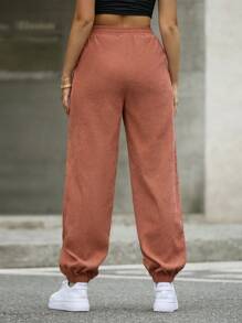 Flirla Casual Solid Color Jogger Pants