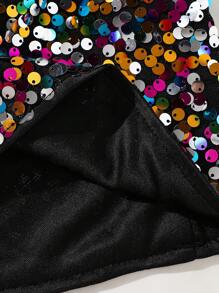 SHEIN Young Girl's And Young Girl's Sequin Decorated Party Skirt, Suitable For Autumn Party Wear, For Christmas