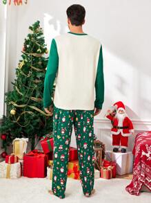 Bộ đồ ngủ dài tay in họa tiết hoạt hình Giáng sinh nhiều màu cho nam - Màu be - Xem 2