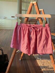 Comfortcana Quần short thường ngày rộng rãi có thắt lưng màu trơn dành cho nữ - trắng - Xem 5