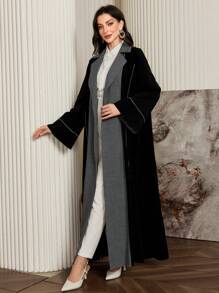 Al Najma Áo Abaya cổ bẻ tay dài màu trơn dành cho nữ, thời trang giản dị thanh lịch, trang trọng, dành cho trang phục thường ngày/công sở/tiệc tối - Nhiều màu - Xem 4
