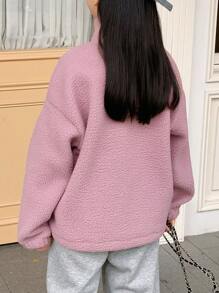 Dazy Kids Tween Girls' Casual Faux Shearling Detail Jacket, Fall/Winter,Back To School Clothes - Pink - View 6