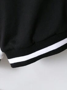 Young Boys Wool-Blend Zip-Up Hooded Jacket, With Contrast Ribbing On Collar, Cuffs And Hem, Graphic Letter Print On Back, And Colorblocked Sleeves, Warm And Fashionable For Outdoor, School Or Daily Wear In Spring, Autumn And Winter, Including Air Conditioned Rooms