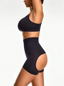 Shapelle Forme Women Solid Color High Waist Hollow Out Shapewear Shorts