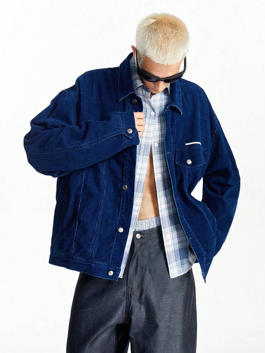 NEON BLANC Men's Corduroy Denim Jacket Without Stretch