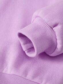 SHEIN Leap Crew 年轻女孩休闲舒适笑脸图案针织长袖运动衫，适合秋冬季 - 紫色 - 查看 5