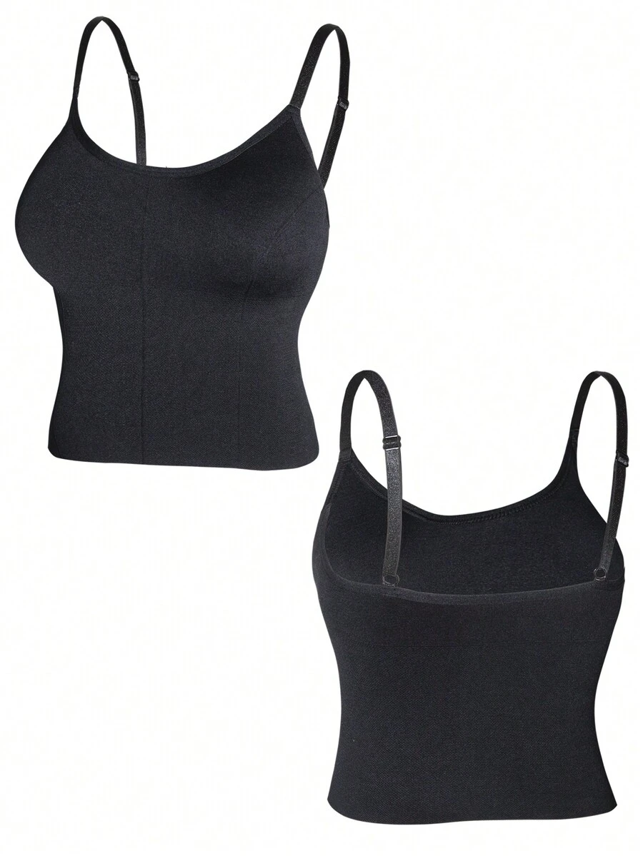 女士四季吊带背心/背心/T恤 - 黑色 - 查看 1